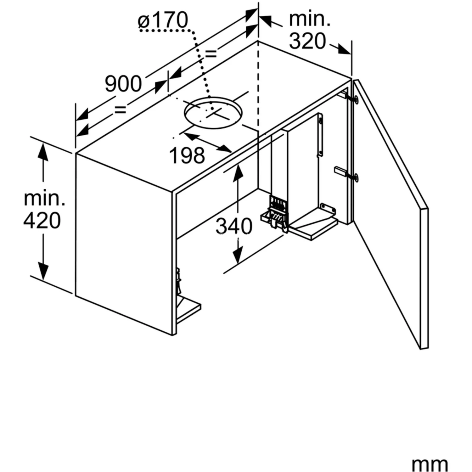 Zubehör Für Backofen Bosch Montage-Set DSZ4920, Befestigung/Montage (90 Cm Oberschrank) – Bild 2