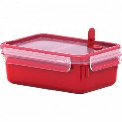 Zubehör Für Backofen Emsa CLIP & MICRO Mikrowellendose 1,0 Liter (rot, Rechteckig, Mit Deckel Und 2 Einsätzen)
