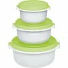Zubehör Für Backofen Emsa MICRO FAMILY Mikrowellentopf, Starterset 3-teilig, Dose (weiß/grün, 3 Töpfe, 3 Deckel)