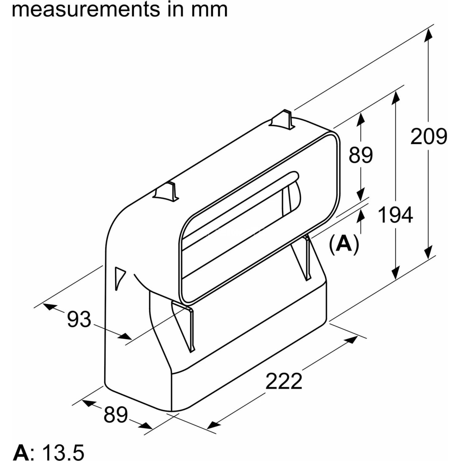 Zubehör Für Backofen Siemens 90° Flachkanalbogen S, HZ9VDSB4, Rohr (schwarz, Vertikal, Männlich) – Bild 2